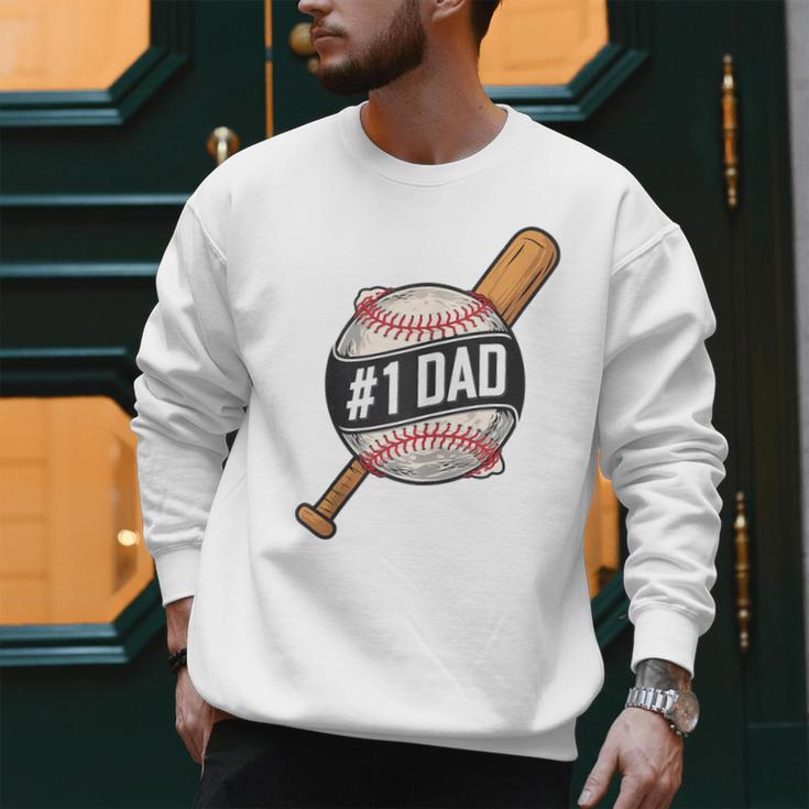 Vintage 1 Baseball Dad Daddy Father's Day From Son Daughter Men Sweatshirt Vintage 1 Baseball Dad Daddy Father's Day From Son Daughter Men Sweatshirt