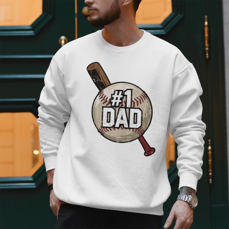 Vintage Father's Day 1 Baseball Dad Baseball Lovers Players Men Sweatshirt