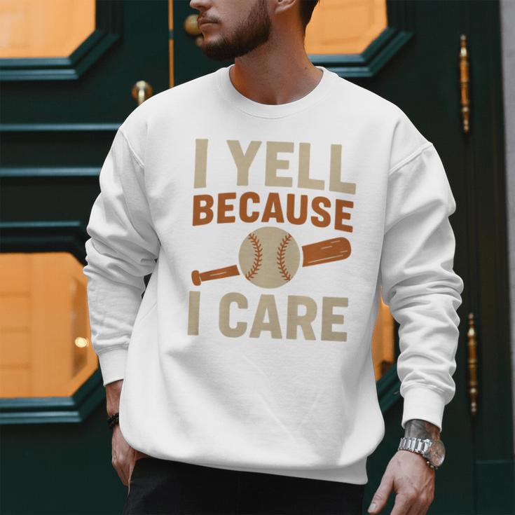 I Yell Because I Care Baseball Dad Coach Father's Day Premium Tri-Blend Men Sweatshirt
