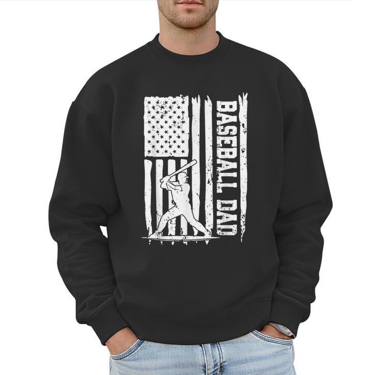 Baseball Dad American Flag Papa Daddy Happy Father's Day Men Sweatshirt