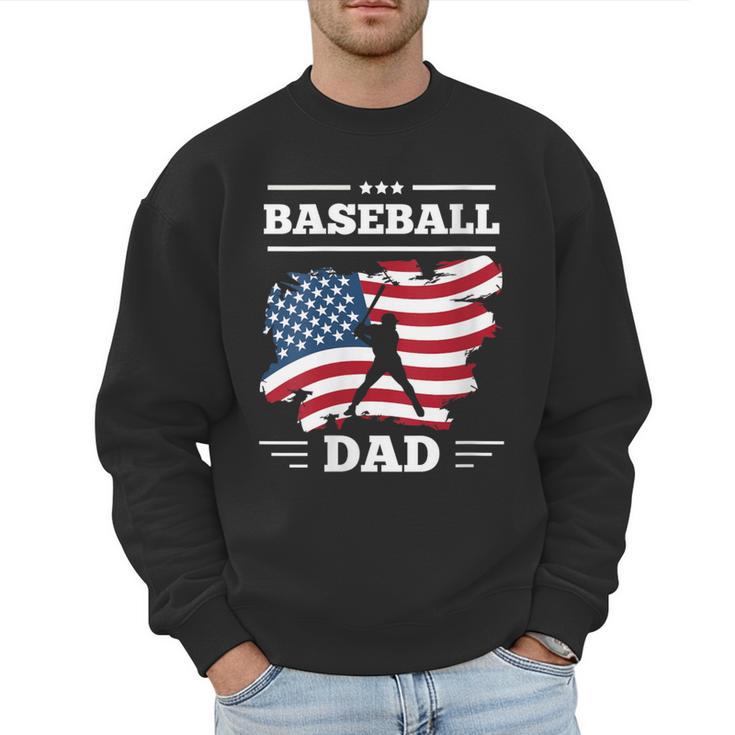 Baseball DAD American Flag Patriotic Father's Day Men Sweatshirt