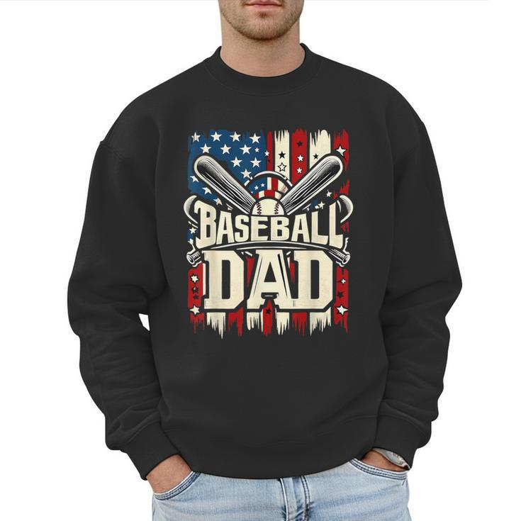 Baseball Dad American USA Flag Dada Men Baseball Fathers Day Men Sweatshirt