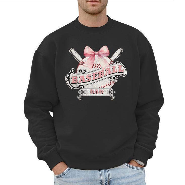 Baseball Dad With Coquette Cute Bow Sport Season Men Sweatshirt