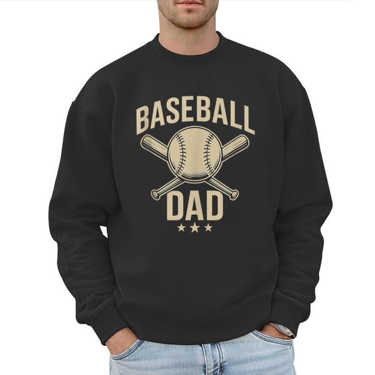 Baseball Dad Crossed Bats Cool Sports Fan Vintage Men Sweatshirt