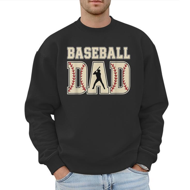 Baseball Dad Distressed Bold Stitch Graphic Sports Father Men Sweatshirt