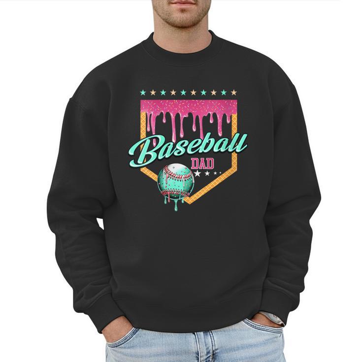 Baseball Dad Drip Home Plate Dripping Ice Cream Men Sweatshirt
