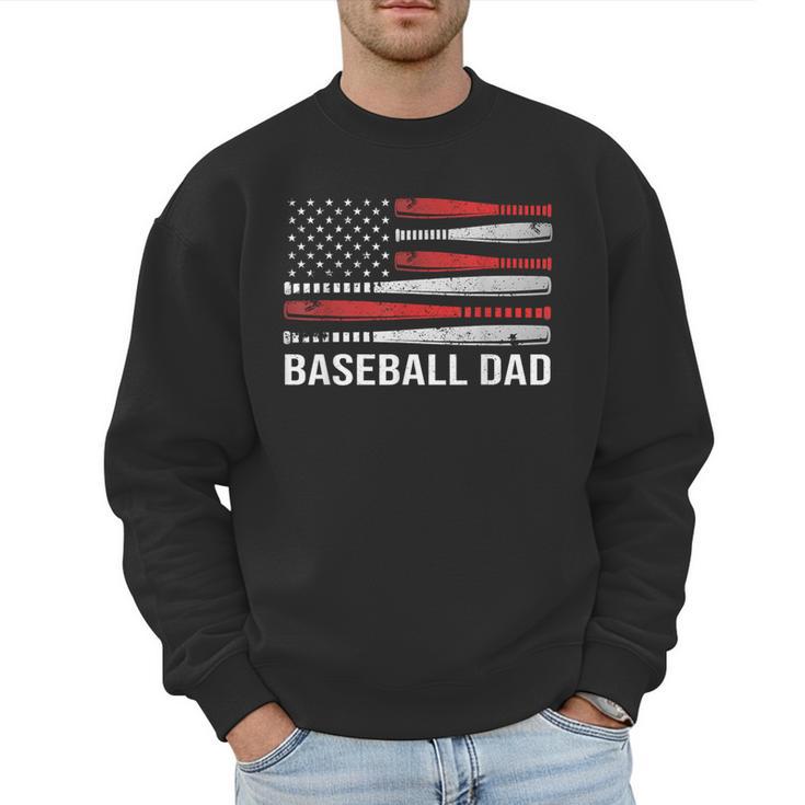 Baseball Dad Father's Day US Flag Baseball Men Sweatshirt