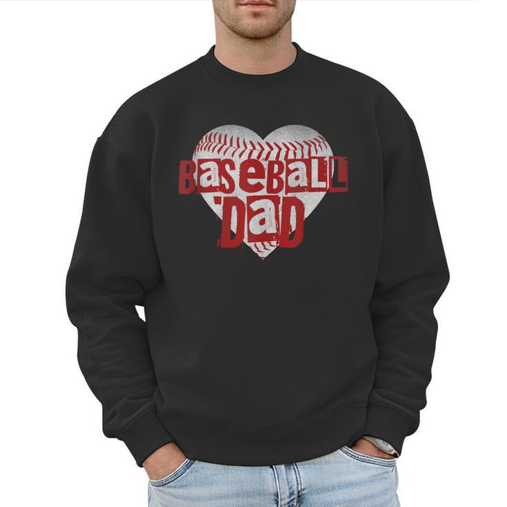 Baseball Dad Heart For Baseball Lovers Baseball Father's Day Men Sweatshirt