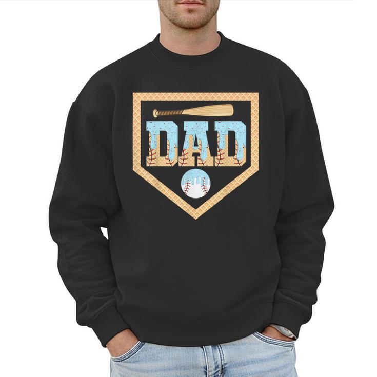 Baseball Dad Ice Cream Drip Home Plate Bat Cool Fathers Day Men Sweatshirt