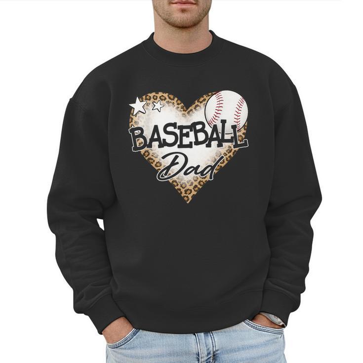 Baseball Dad Leopard Heart Baseball Lover Men Sweatshirt