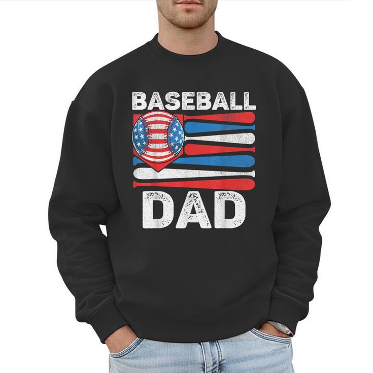 Baseball Dad For Men American Flag 4th Of July Fathers Day Men Sweatshirt