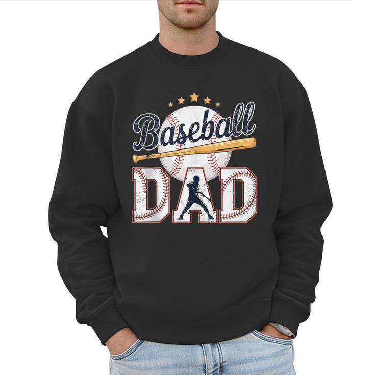 Baseball Dad Player Cool Retro Sports Fan Father's Day Men Sweatshirt