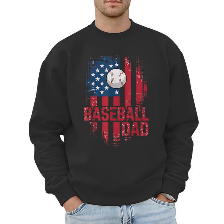 Baseball Dad USA American Flag 4th Of July Men Sweatshirt