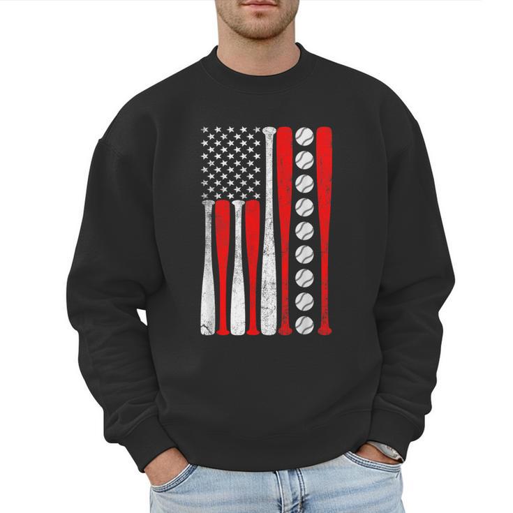 Baseball USA Flag Baseball Lover Baseball Dad Men Sweatshirt