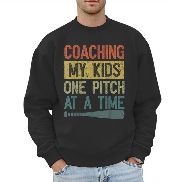 Coaching My Kids One Pitch At A Time Vintage Baseball Dad Men Sweatshirt