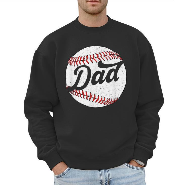 Dad Baseball Ball Vintage Groovy Baseball Daddy Fathers Day Men Sweatshirt