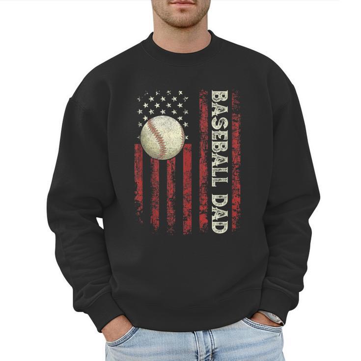 Fathers Day Baseball Dad USA Flag For Dad Men Baseball Men Sweatshirt