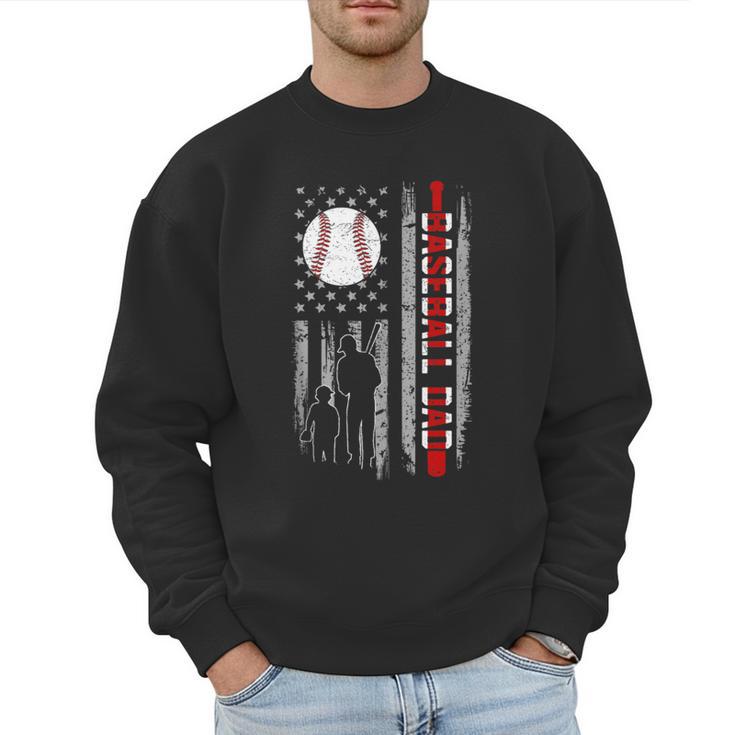 Father's Day USA Flag Patriotic Baseball Dad Men Sweatshirt