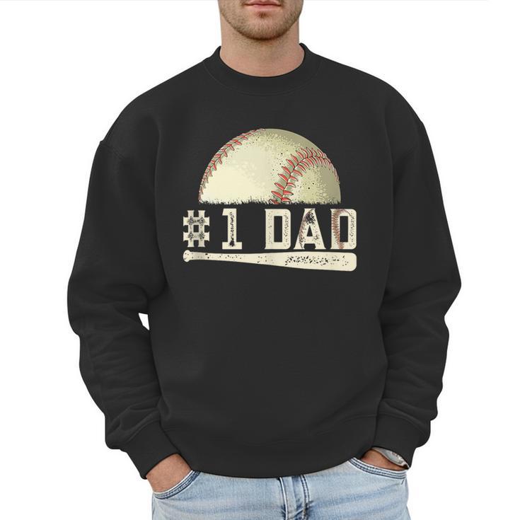 Number One Baseball Dad Fathers Day Baseball Player Dad Papa Men Sweatshirt