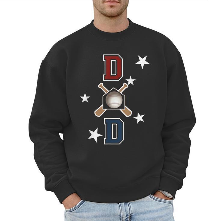 Patriotic Baseball Dad Father's Day Red Blue Star Men Sweatshirt