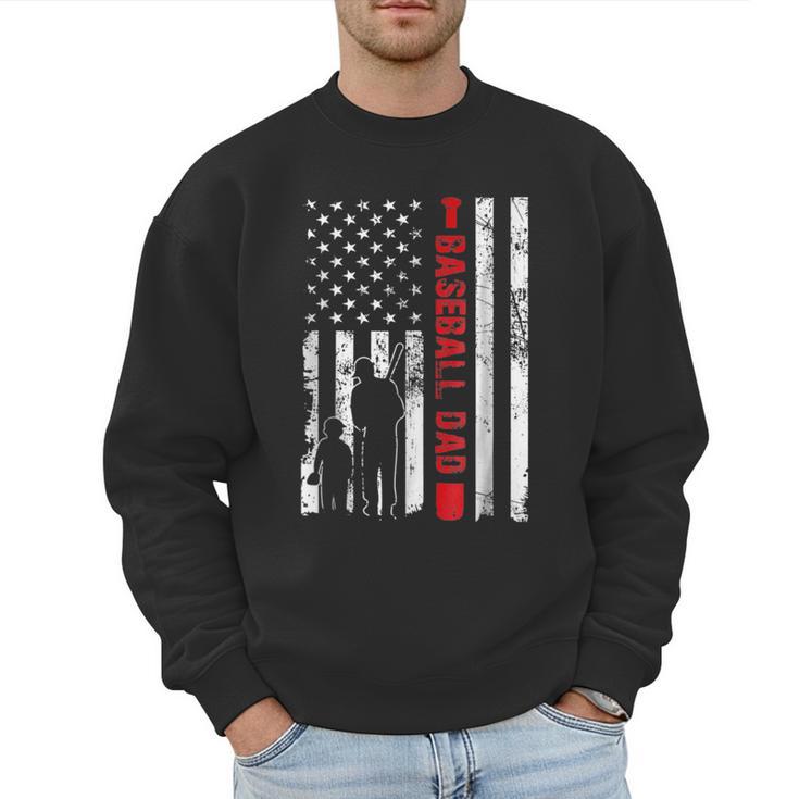 Proud Baseball Dad American Flag Sports Father Day Men Sweatshirt