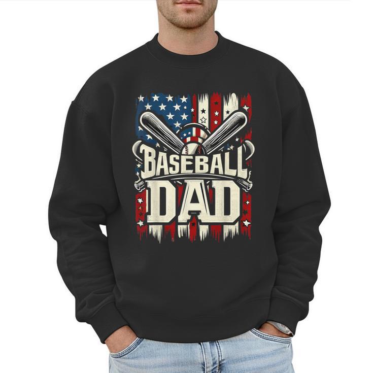 Retro American Flag Baseball Dad Father's Day Men Sweatshirt