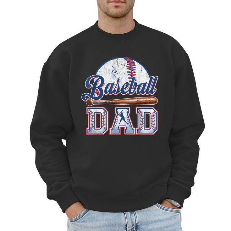 Retro Baseball Dad Happy Fathers Day For Men Sports Lovers Men Sweatshirt