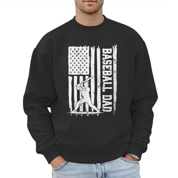 Retro Baseball Dad Us America Flag Fathers Day Men Sweatshirt