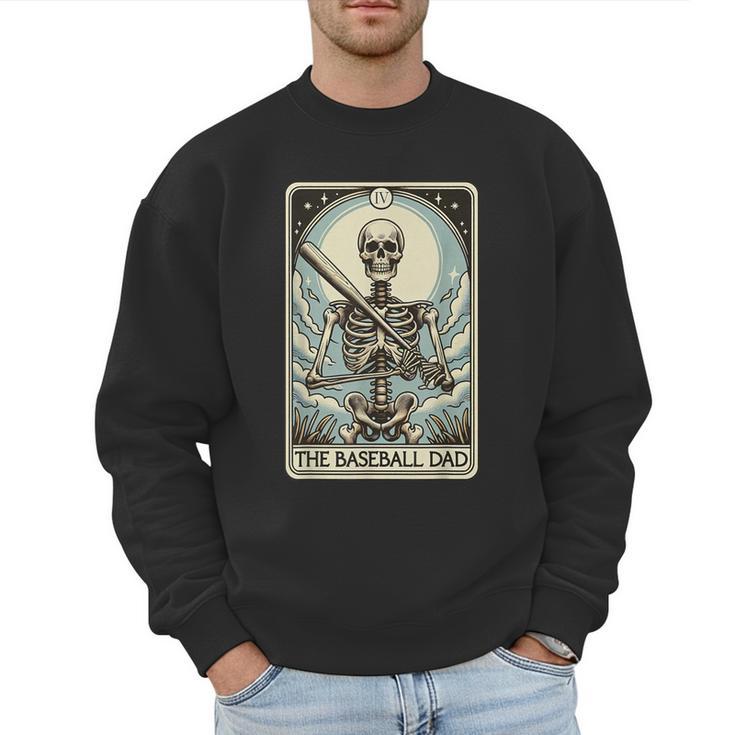 Retro Skeleton Baseball Dad Tarot Card Halloween Sport Lover Men Sweatshirt