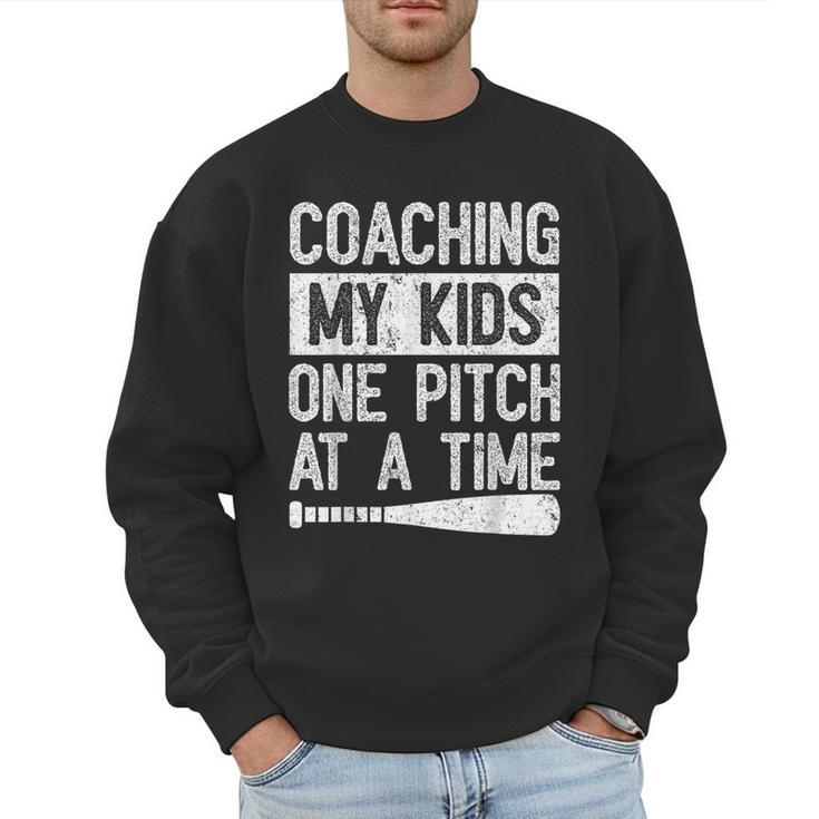 Vintage Coaching My Kids One Pitch At A Time Baseball Dad Men Sweatshirt