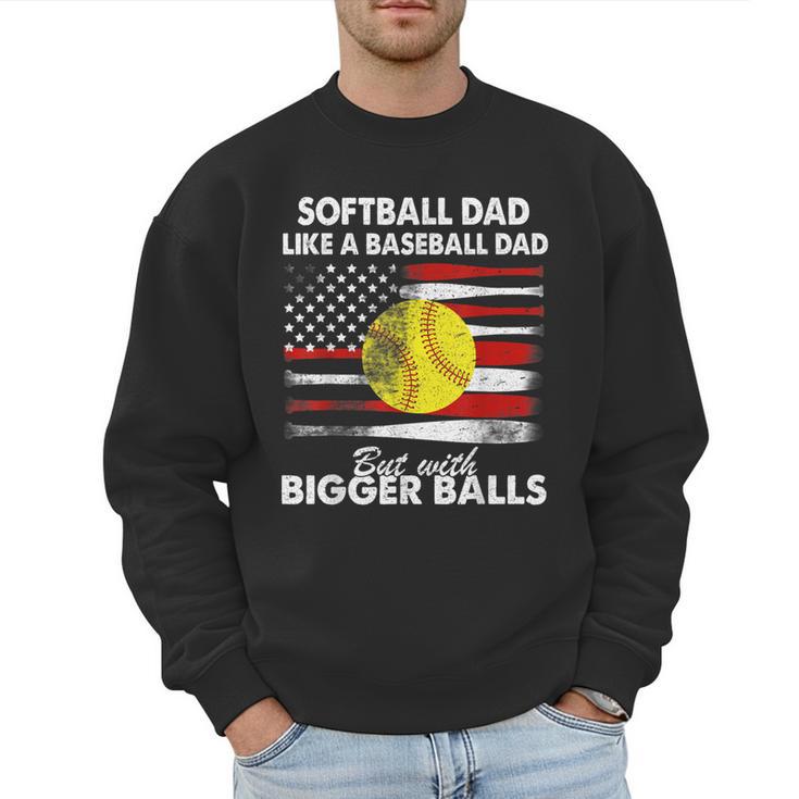 Vintage Softball Dad Like A Baseball Dad US Flag Fathers Day Men Sweatshirt