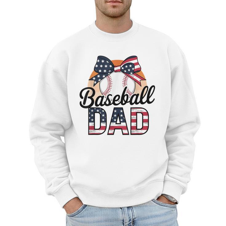 Baseball Dad American Flag Bow Sports Men Sweatshirt