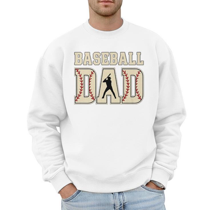 Baseball Dad Distressed Bold Stitch Graphic Sports Father Premium Men Sweatshirt