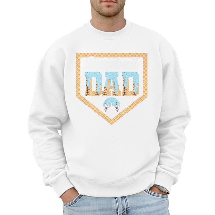 Baseball Dad Ice Cream Drip Home Plate Cool Fathers Day Premium Men Sweatshirt