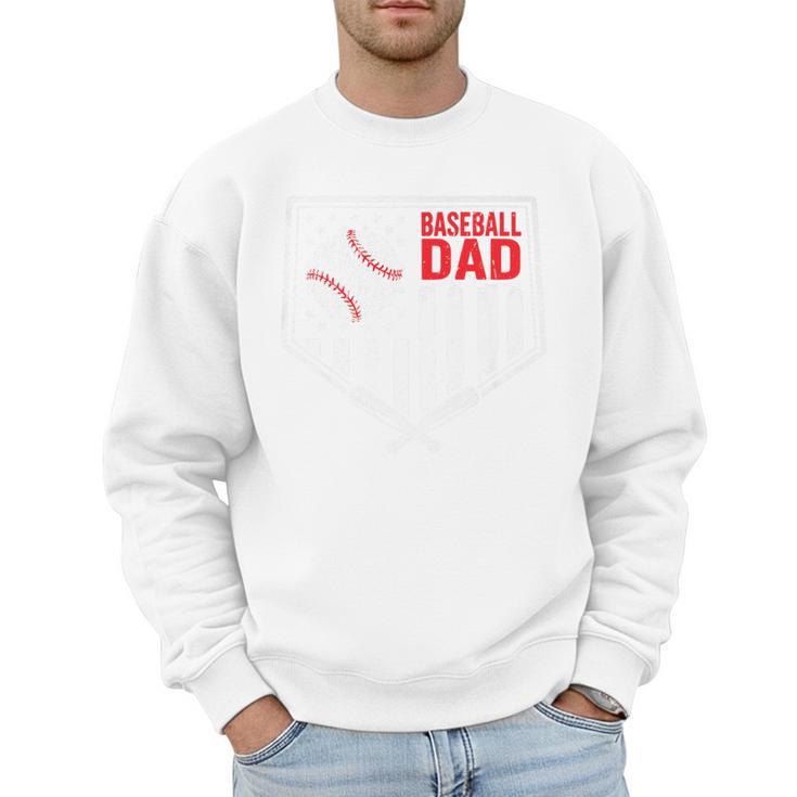 Baseball Dad Men USA American Flag Fathers Day 4th Of July Premium Men Sweatshirt