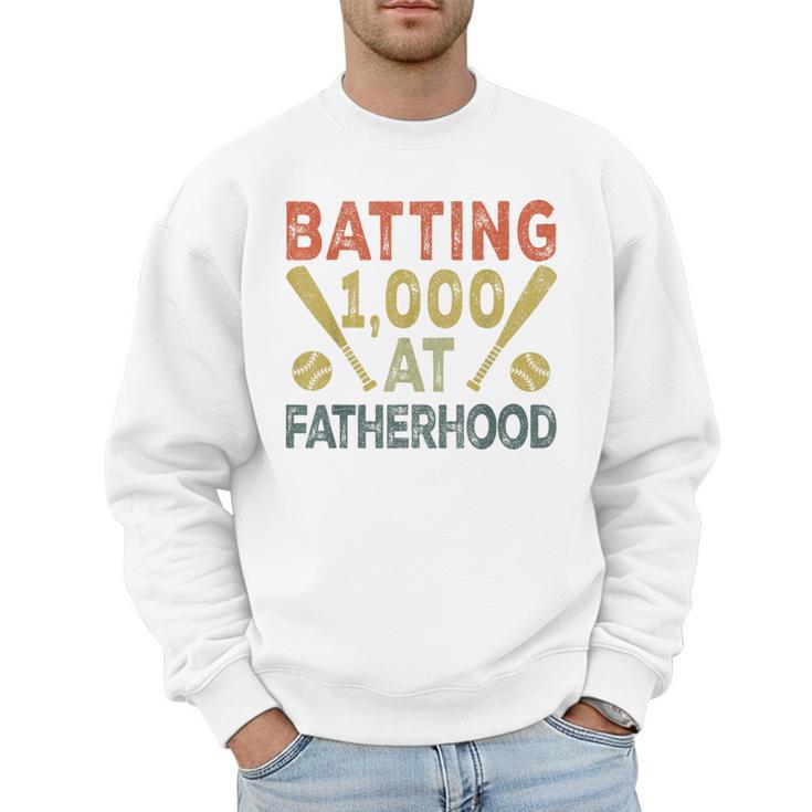 Baseball Dad Vintage Batting 1000 At Fatherhood Men Sweatshirt