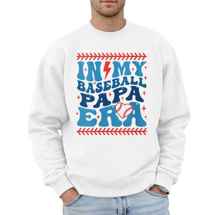 In My Baseball Papa Era Groovy Baseball Dad Family Matching Men Sweatshirt
