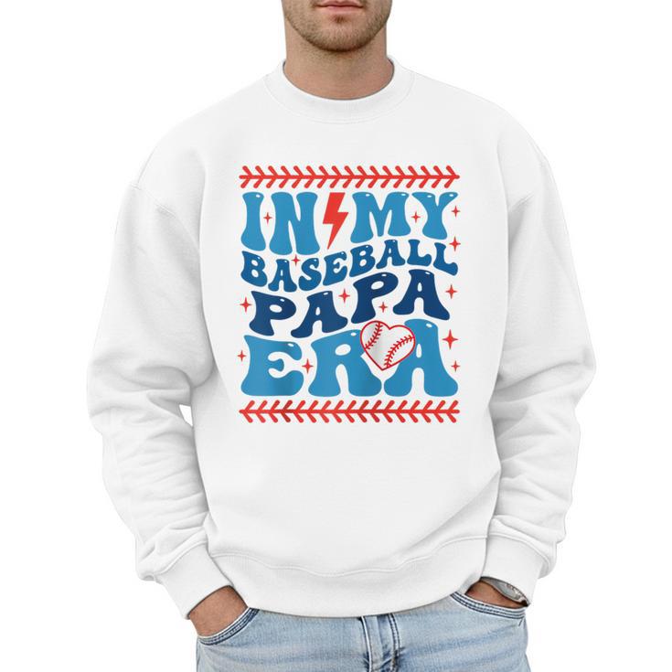 In My Baseball Papa Era Groovy Baseball Dad Family Matching Raglan Baseball Tee Men Sweatshirt