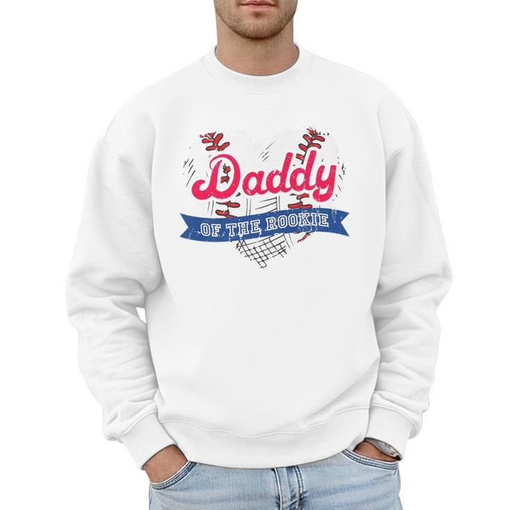 Daddy Of The Rookie Baseball Dad Retro Love Heart Birthday Premium Men Sweatshirt