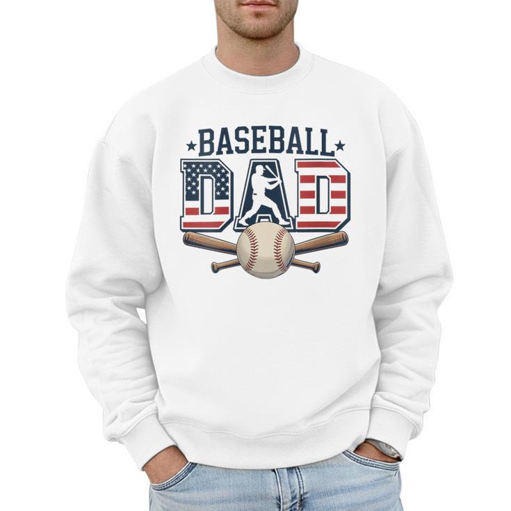 Patriotic Baseball Dad USA Flag American 4th Of July Men Sweatshirt