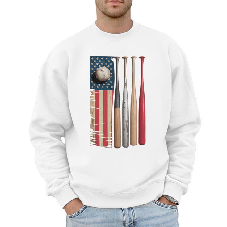 Patriotic USA Flag American Baseball Dad 4th Of July Premium Men Sweatshirt