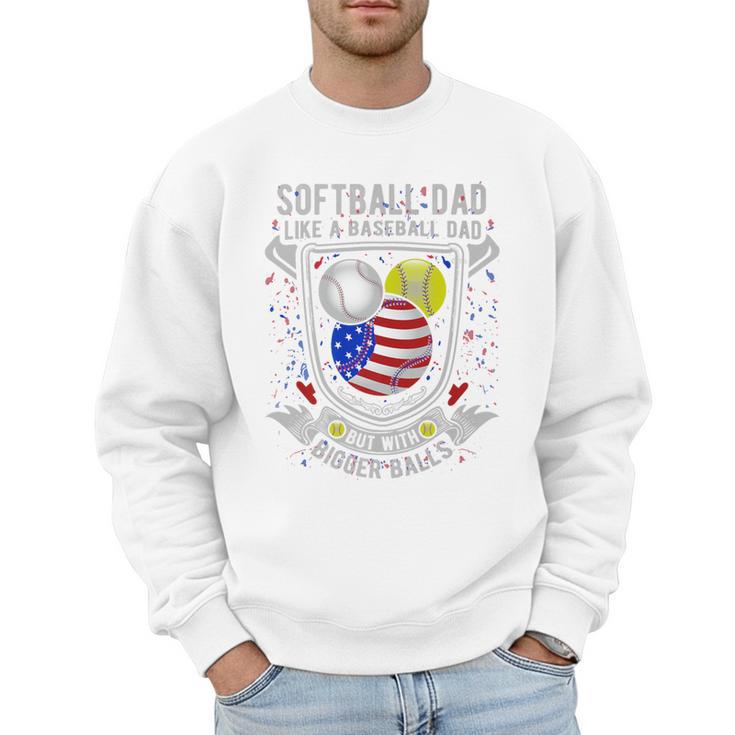 Softball Dad Like A Baseball Dad 4th Of July USA Retro Flag Premium Men Sweatshirt