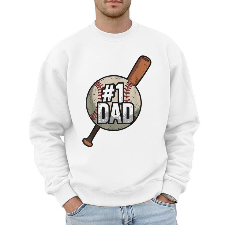 Vintage 1 Baseball Dad Daddy Father's Day Son And Daughter Men Sweatshirt