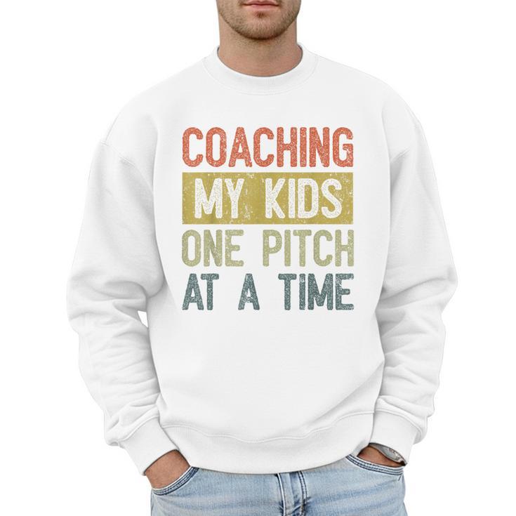 Vintage Baseball Dad Coaching My Kids One Pitch At A Time Men Sweatshirt