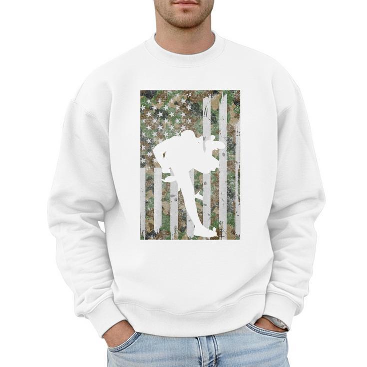 Vintage Baseball US Camouflage Flag Tee Baseball Dad Player Premium Tri-Blend Men Sweatshirt