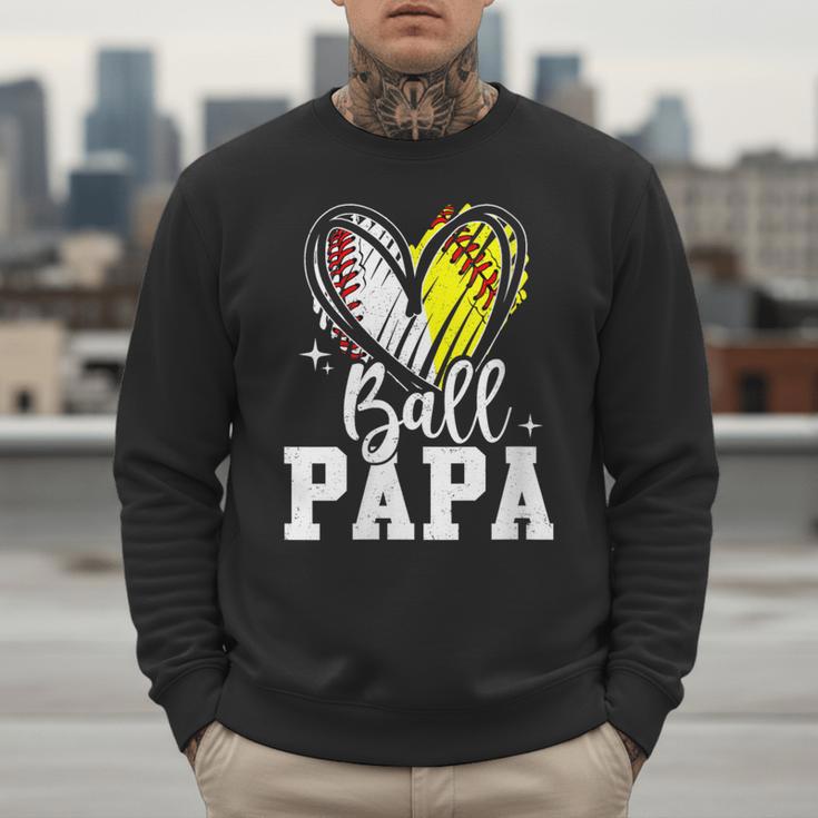 Ball Papa Softball Baseball Dad Fathers Day Men Sweatshirt