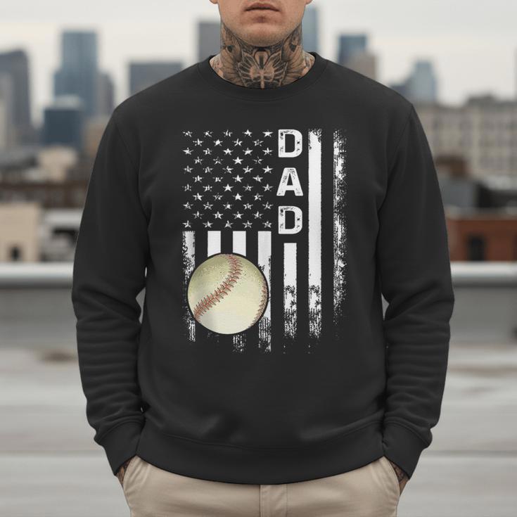 Baseball Dad America Flag Vintage Christmas Xmas Men Sweatshirt