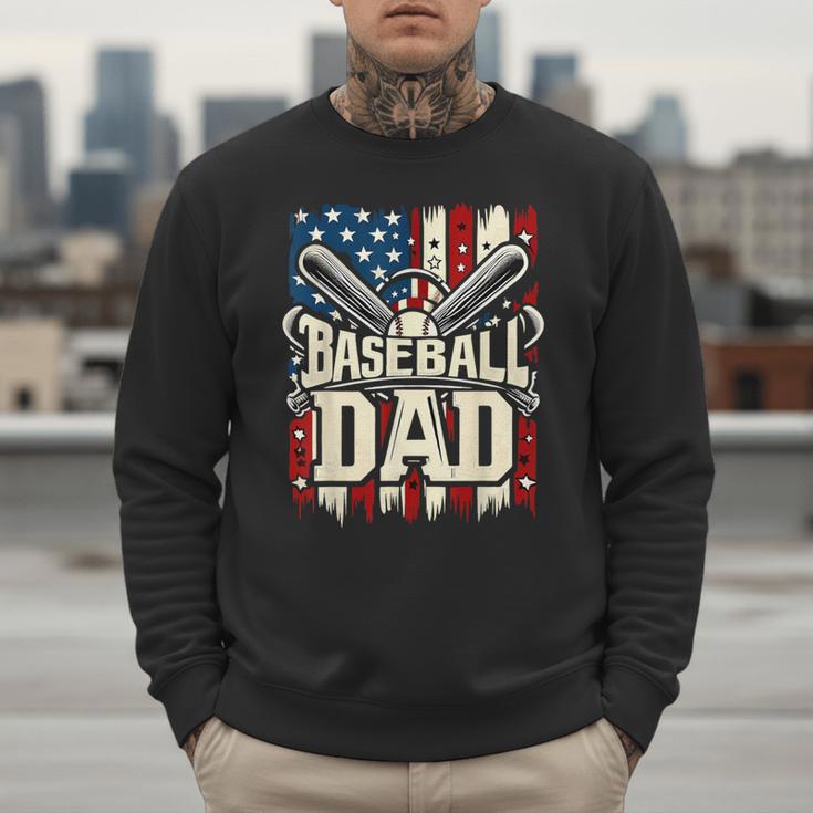 Baseball Dad American USA Flag Dada Men Baseball Fathers Day Men Sweatshirt