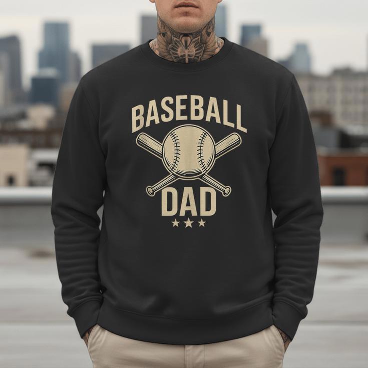 Baseball Dad Crossed Bats Cool Sports Fan Vintage Men Sweatshirt