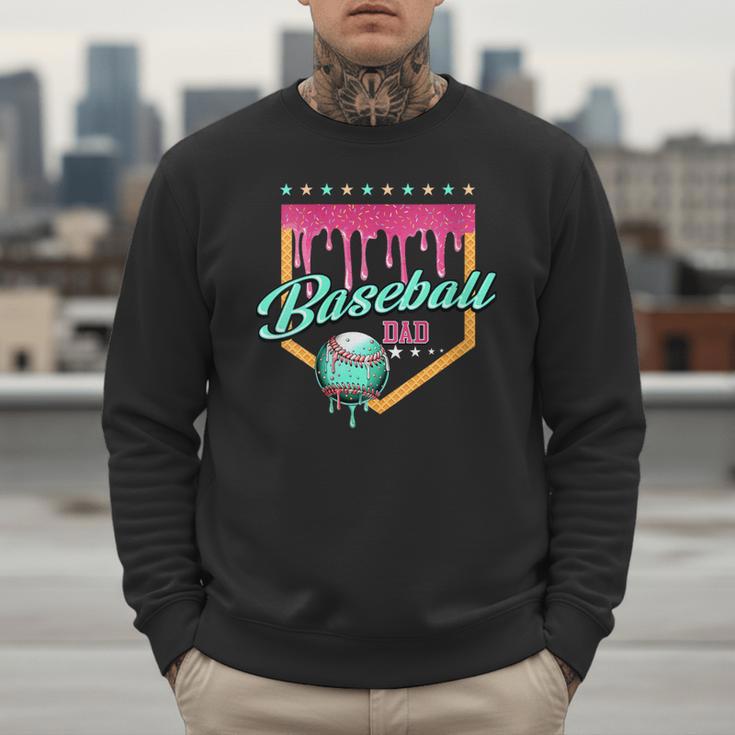 Baseball Dad Drip Home Plate Dripping Ice Cream Men Sweatshirt